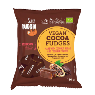 Ekologiški augaliniai saldainiai „Karvutė“ kakaviniai, 150g, SUPER FUDGIO