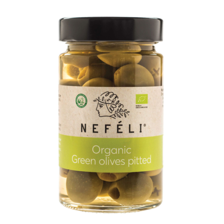 Органические зеленые оливки Nefeli, без косточек, 295 г (140 г)