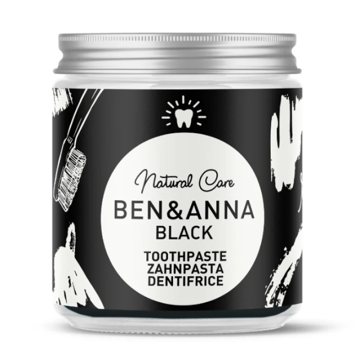Natūrali balinanti dantų pasta be fluoro su aktyvuota anglimi, mėtų aliejumi, alaviju ir šaltalankiu, Black BEN&ANNA, 100 ml