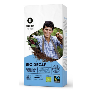 Organic decaffeinated ground coffee Arabica/Robusta Fair Trade, 250 g, Oxfam