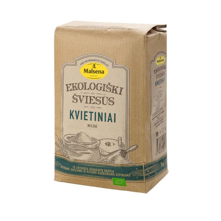 Ekologiški šviesūs kvietiniai miltai Malsena, 1 kg