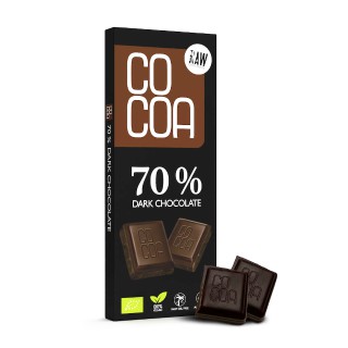 Ekologiškas juodasis šokoladas 70 % RAW, 40 g, COCOA