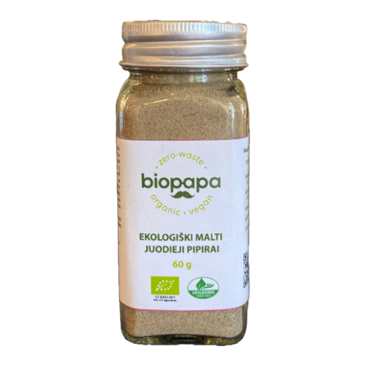Ekologiški malti juodieji pipirai, 60 g, Biopapa