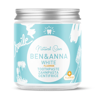 Natūrali balinanti dantų pasta su mėtų aliejumi ir šalavijų ekstraktu, White Fluoride BEN&ANNA, 100 ml
