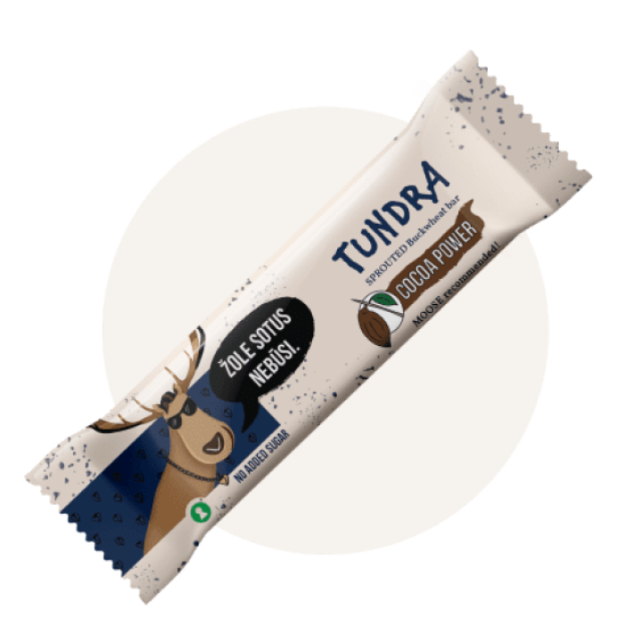 Daigintų grikių batonėlis su kakava TUNDRA, 40 g