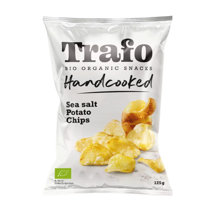 Ekologiški bulvių traškučiai su jūros druska TRAFO, 125 g