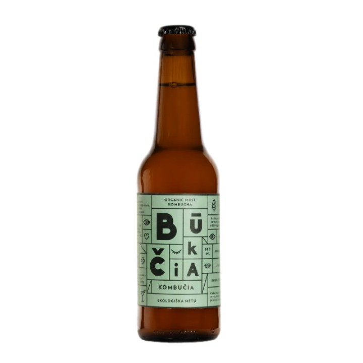 Organic kombucha "Fresh mint" BŪKČIA, 330 ml
