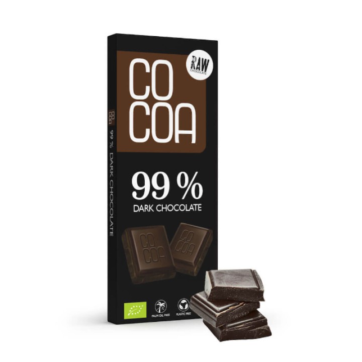 Ekologiškas juodasis šokoladas 99 % RAW, 40 g, COCOA