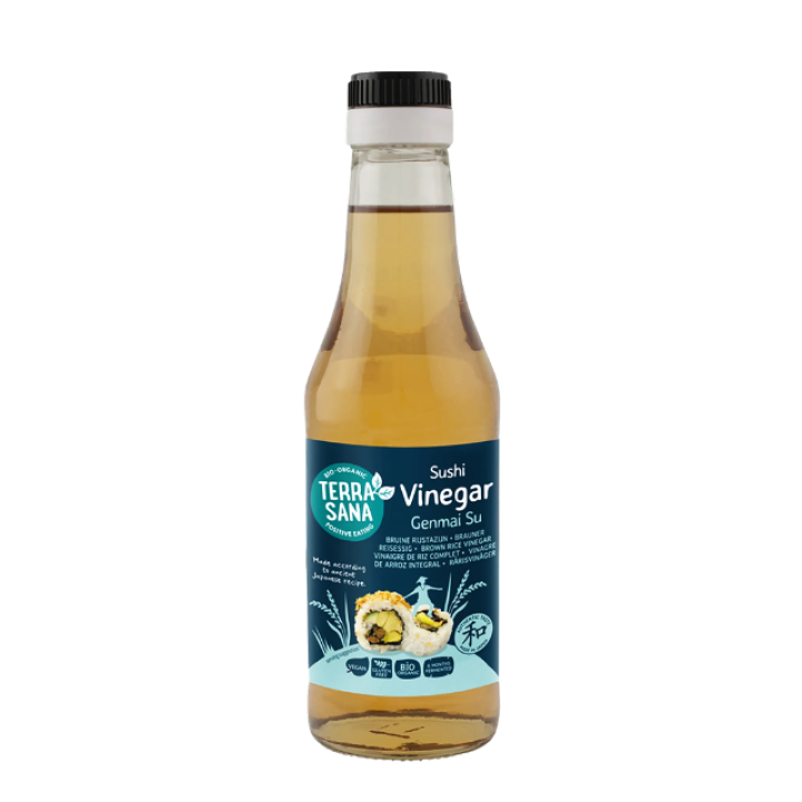 Organic Genmai Su rice vinegar for sushi, without added sugar, 250 ml, TERRASANA