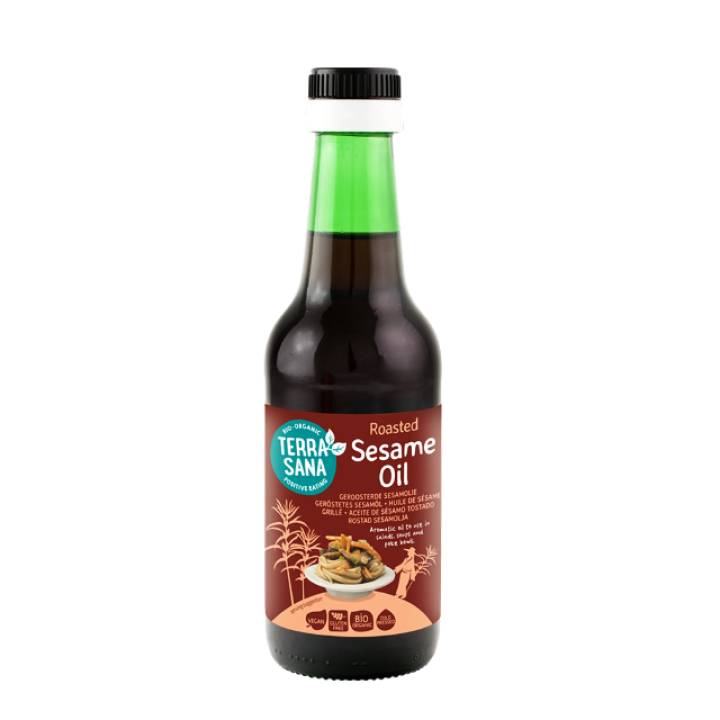 Ekologiškas sezamų aliejus (skrudintų sėklų), be glitimo, 250 ml, TERRASANA