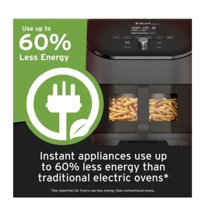 Instant Vortex® Plus nerūdijančio plieno oro gruzdintuvė su ClearCook (5,7L) 6-in-1