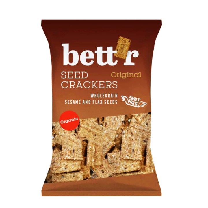 Ekologiški viso grūdo kviečių krekeriai su sėklomis, 150 g Bett'r