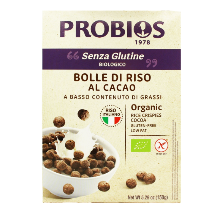 Ekologiški ryžių traškučiai su kakava be glitimo, 150 g, PROBIOS