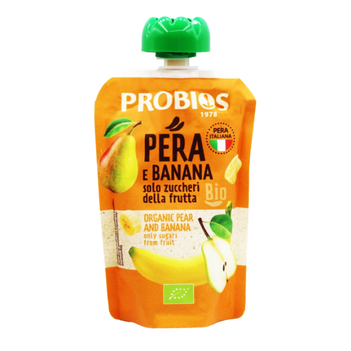 Ekologiška kriaušių ir bananų tyrė be cukraus, 100 g, PROBIOS