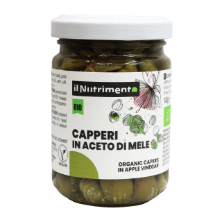 Ekologiški kaparėliai obuolių sidro acte, 140 g, IL NUTRIMENTO