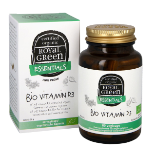 Ekologiškas vitaminas D3 1000TV, ROYAL GREEN, 60 kapsulių