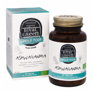 Ekologiška Ašvaganda (Ashwagandha) ROYAL GREEN, 60 kapsulių