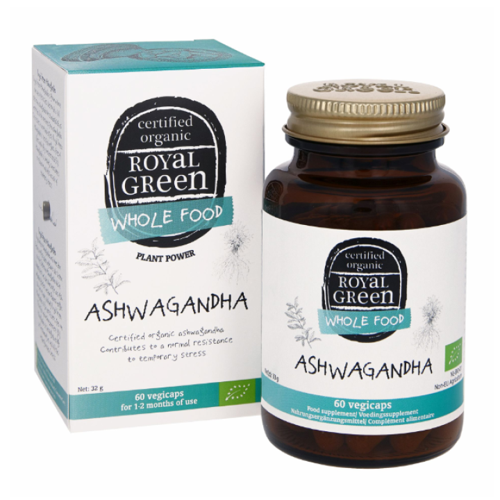 Ekologiška Ašvaganda (Ashwagandha) ROYAL GREEN, 60 kapsulių