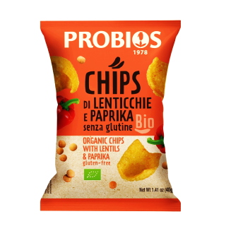 Ekologiški lęšių traškučiai su paprikos prieskoniu, 40 g, PROBIOS