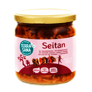 Organic seitan pieces in tamari sauce, 350 g, TERRASANA