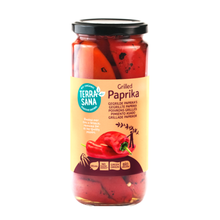 Ekologiškos grilyje keptos paprikos, 450 g, TERRASANA