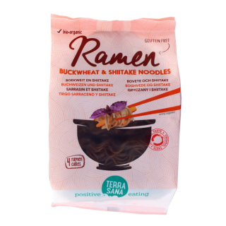 Organic Ramen noodles with buckwheat and shiitake mushrooms, gluten-free, 280 g (4 pieces), TERRASANA
