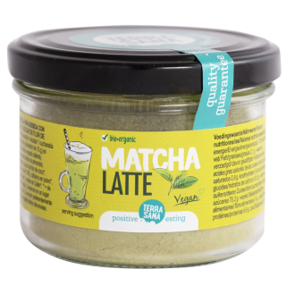 Ekologiškas žaliosios arbatos gėrimas su kokosų žiedų cukrumi Matcha Latte, 120 g, TERRASANA