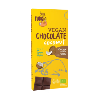 Ekologiškas šokoladas su kokosų pienu ir cukranendrių cukrumi,  80 g, SUPER FUDGIO