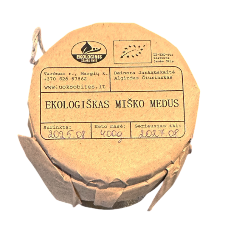 Ekologiškas miško medus "Uokso bitės", 400 g