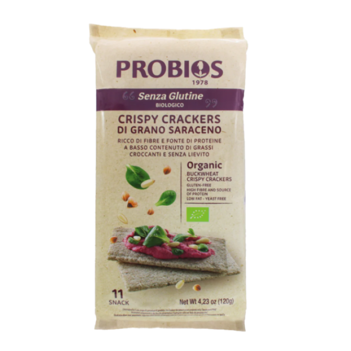 Ekologiški traškūs grikių krekeriai, be glitimo, 120 g, PROBIOS