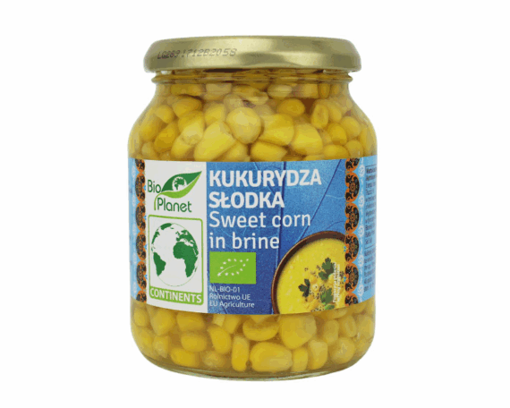 Органическая консервированная сладкая кукуруза 340 г (230 г) — изображение 1