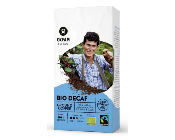 Organic decaffeinated ground coffee Arabica/Robusta Fair Trade, 250 g, Oxfam