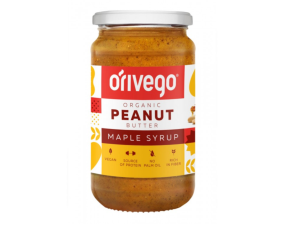 Органический мягкий арахисовый крем с кленовым сиропом, 340 г, Orivego