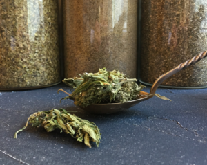 Organic hemp flower and leaf tea