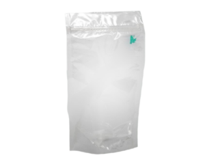 Doy-pack compostable and biodegradable transparent bag 130 x 70 x 225 mm