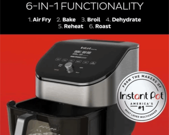 Instant Pot® Vortex® Plus 6QT nerūdijančio plieno oro gruzdintuvė su ClearCook ir OdorErase - Image 2