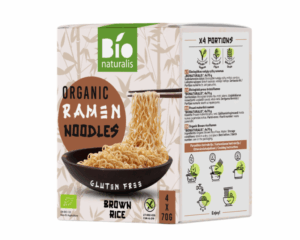 Ekologiški rudųjų ryžių makaronai Ramen, be glitimo, 70gx4vnt