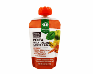 Ekologiška apelsinų, obuolių ir morkų tyrė be cukraus, 100 g, PROBIOS