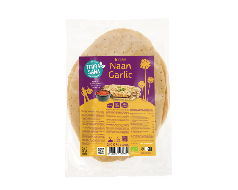 Ekologiška indiška naan duona su česnaku, 240 g, TERRASANA Organic spelt tortillas 4pcs. (260 g) (Kopija) - Image 1
