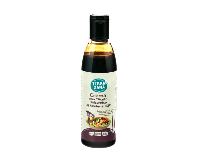 Ekologiškas saldus kreminis padažas su balzaminiu actu Balsamico Di Modena, 250 ml, TERRASANA Ekologiškas saldus kreminis padažas su balzaminiu actu Balsamico Di Modena, 250 ml, TERRASANA - Image 1