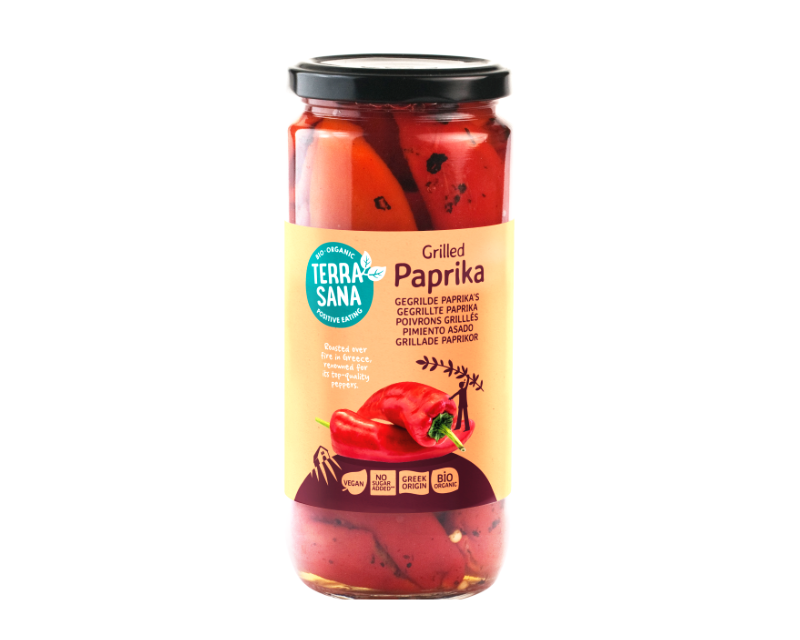 Ekologiškos grilyje keptos paprikos, 450 g, TERRASANA Ekologiškos grilyje keptos paprikos, 450 g, TERRASANA - Image 1
