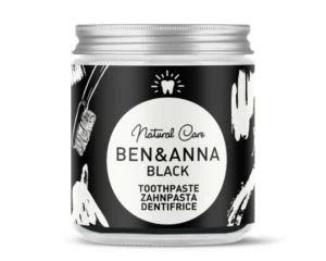 BEN&ANNA BLACK natural whitening toothpaste without fluoride with activated charcoal, mint oil, aloe vera and sea buckthorn, 100 ml