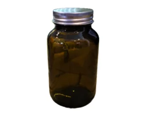 Brown glass jar with metal lid, 200 ml