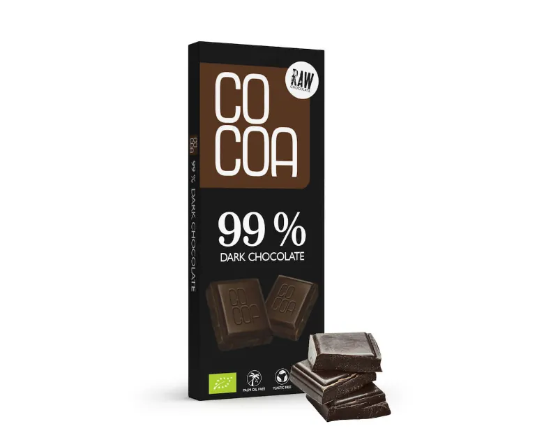Ekologiškas juodasis šokoladas 99 % RAW, 40 g, COCOA - Biopapa