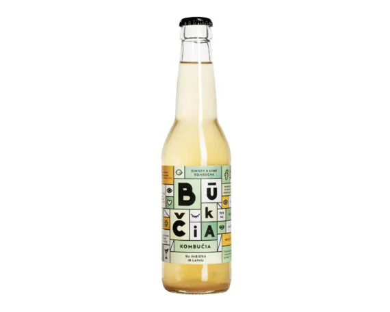 Organic kombucha with ginger and lime BŪKČIA, 330 ml - Image 1