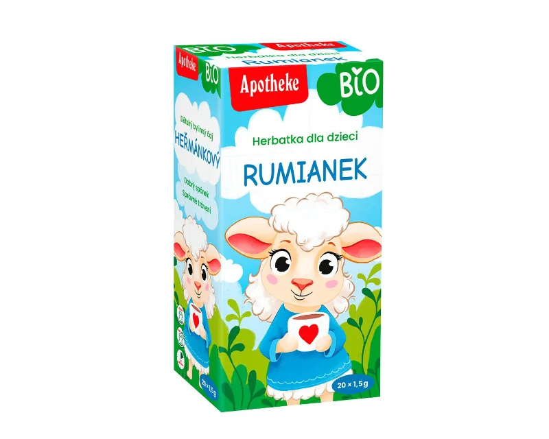 Ekologiška APOTHEKE ramunėlių arbata vaikams Ekologiška APOTHEKE ramunėlių arbata vaikams nuo 4 mėn. (20 x 1 g) 20 g - Image 1