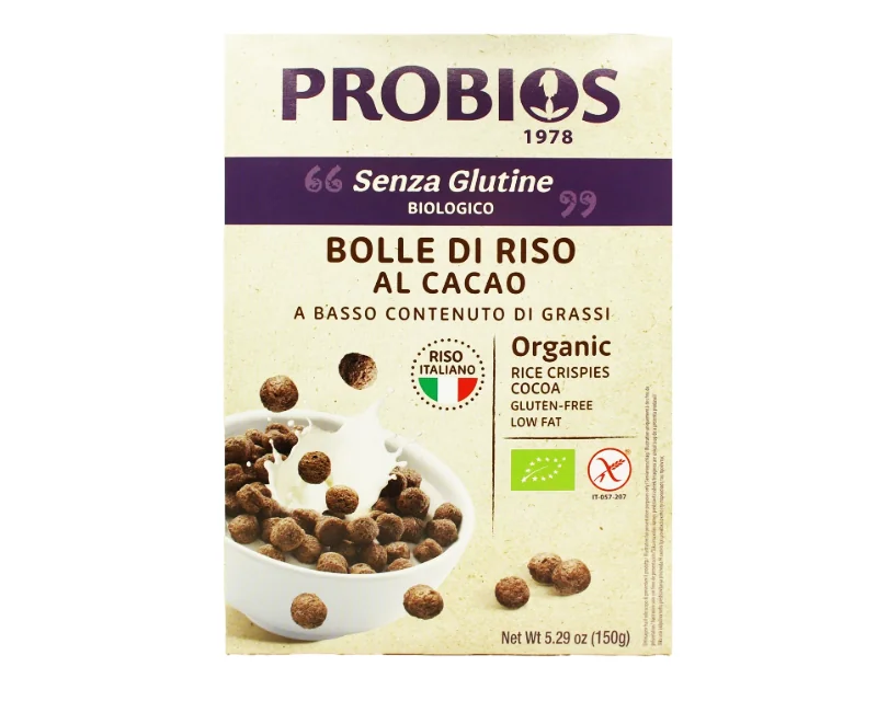 Ekologiški ryžių traškučiai su kakava Ekologiški ryžių traškučiai su kakava be glitimo, 150 g, PROBIOS - Image 1